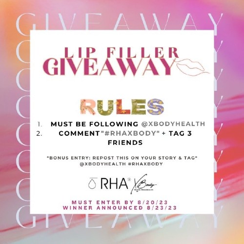 RHA event on 8•23•2023 with A LOT of specials… We’re giving away 1 Free Syringe of Filler for a Lip Augmentation!